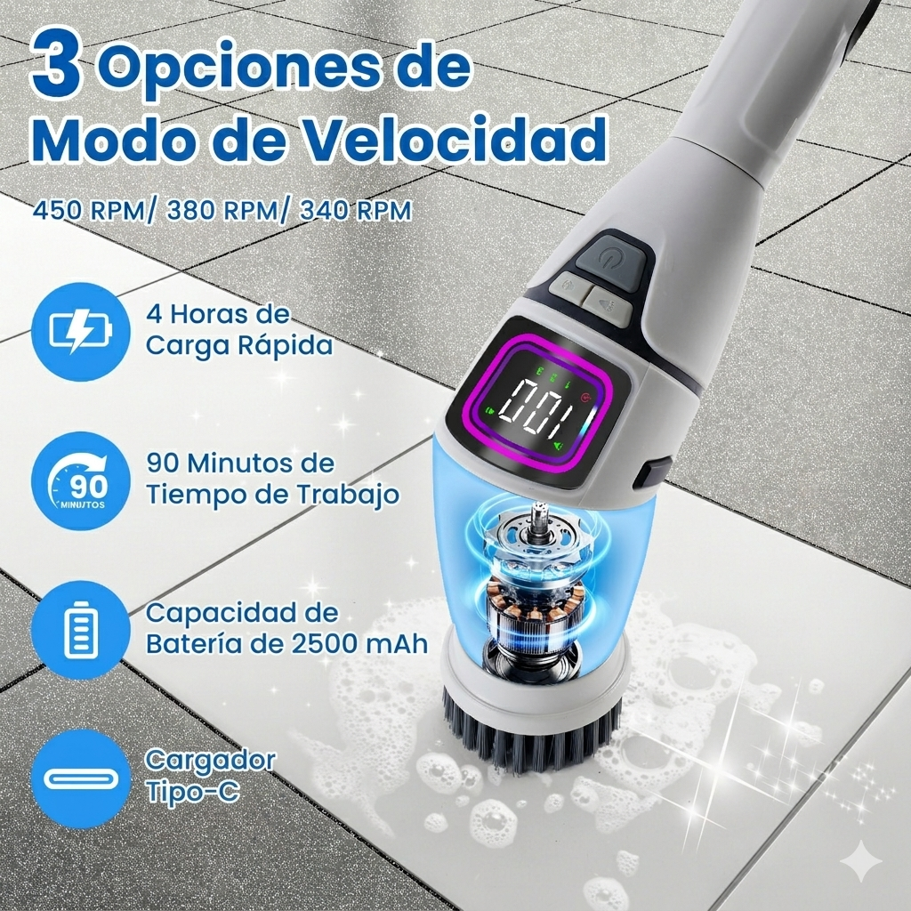 Cepillo Eléctrico de Limpieza Retráctil y Multifunción