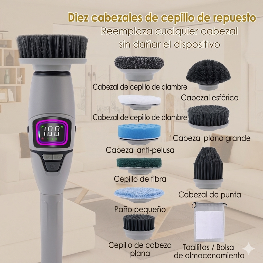 Cepillo Eléctrico de Limpieza Retráctil y Multifunción